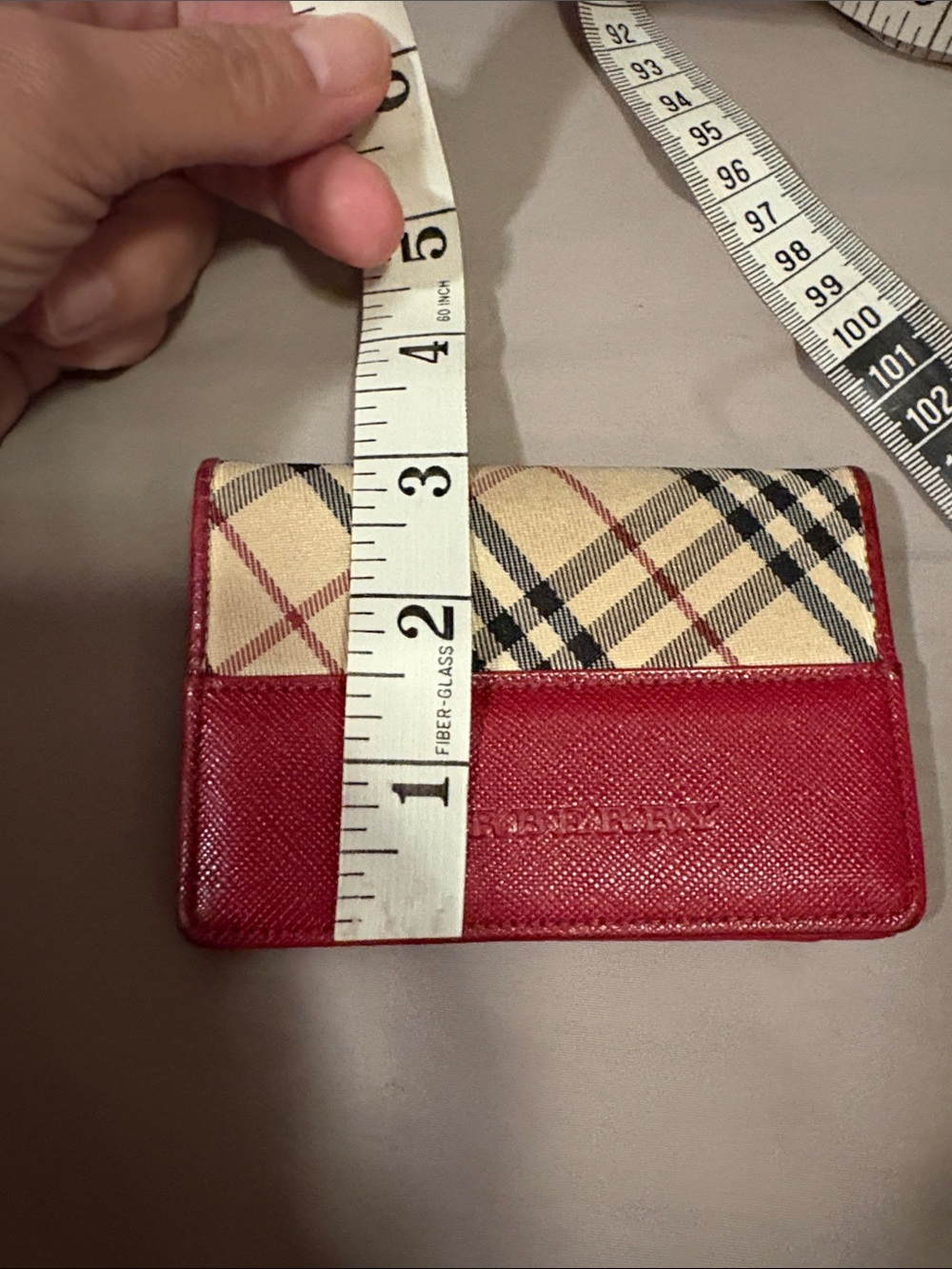 Burberry Red Leather & Nova Check Card Holder - Picture 6 of 11